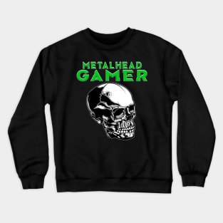 Metalhead Gamer Full Skull Green Crewneck Sweatshirt